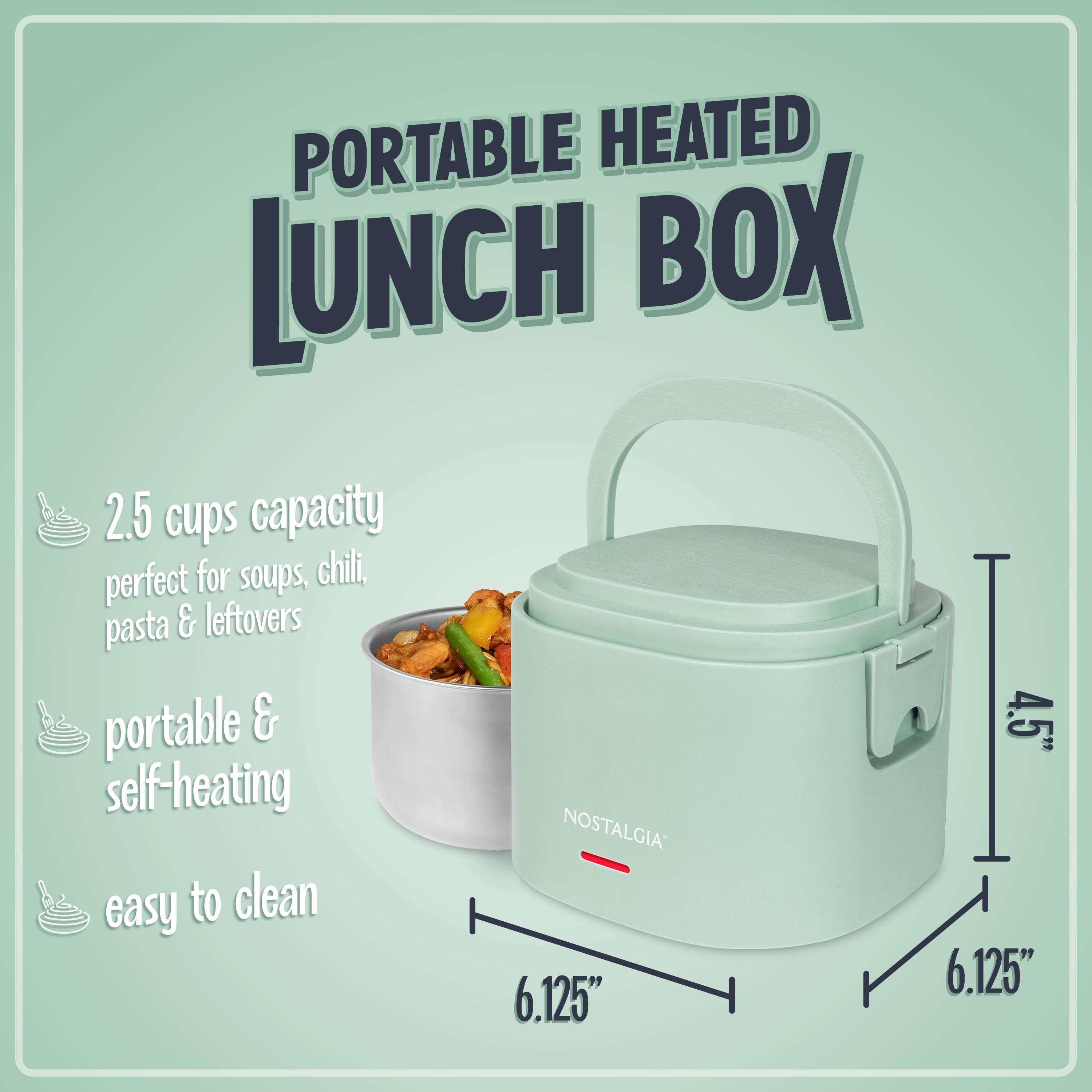 20 Oz. Portable Heated Lunch Box, Sage